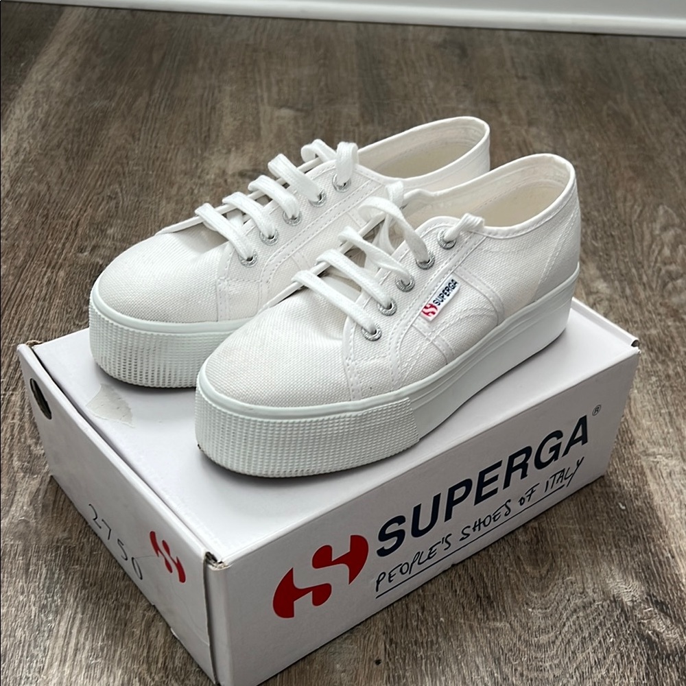 Superga White 2790 Platform Sneakers (7W/37.5EU)